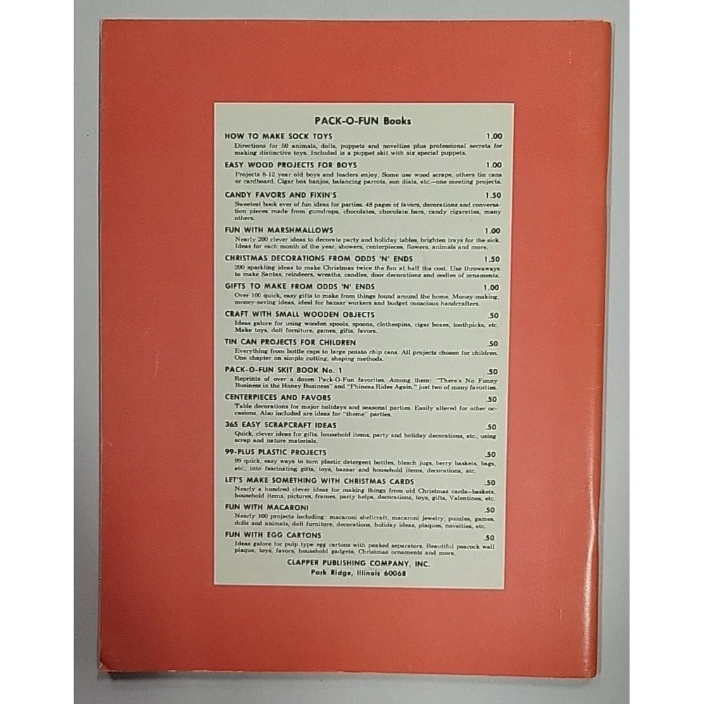 Vtg Christmas Decorations Odds n Ends Pack o Fun Craft‎ Instruction Book 1966